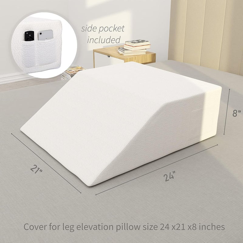 MEOVEN Wedge Pillow Cover for 24x21x8 Leg Elevation Cushion, Knee Pillow Cover, Hypoallergenic Replacement Pillowcase with Zipper & Pockets - Image 3